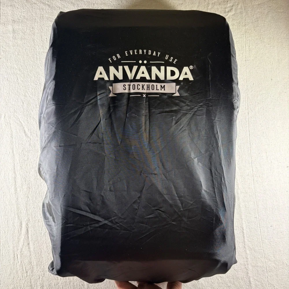 Anvanda V2 Backpack Unisex Medium Kodura Black Leather USB Charging Port NWT